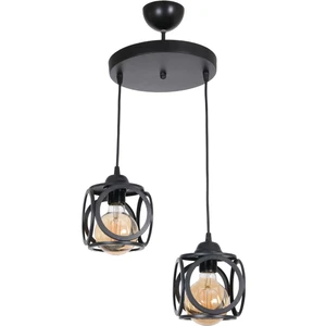 Fer Avize Lotus Modern Tasarım Siyah Renk - Cafe - Salon - Yatak Odası - Çocuk Odası Tel 2 Li Avize