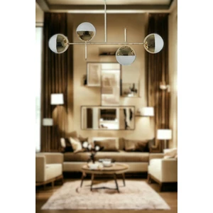 Fer Avize Çello Modern Tasarım Metal Gold Renk Cafe - Salon - Mutfak – Yatak Odası – LED 4'lü Avize