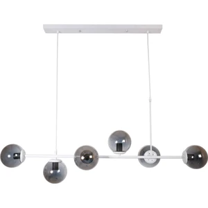 Fer Avize Simao Modern Tasarım Beyaz Renk Füme Camlı Salon - Yemek Masası Üstü - Mutfak Sıralı 6 Lı Avize