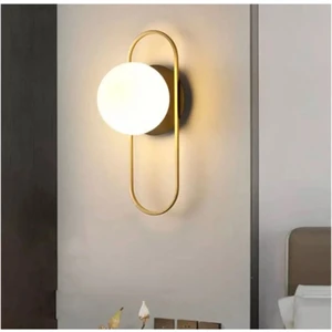 Fer Avize Gezegen Modern Tasarım Eskitme - Siyah Renk Beyaz Camlı - Duvar Lambası - Duvar Aplik