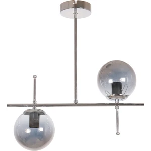 Fer Avize Çello Modern Tasarım Metal Krom Renk Füme Camlı Yemek Masası Üstü -Salon 2 Li Avize