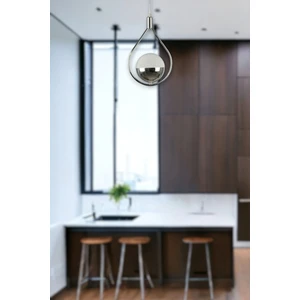 Fer Avize Deco Modern Tasarım Cafe - Mutfak - Salon - Hol Krom Renk LED Tekli Avize