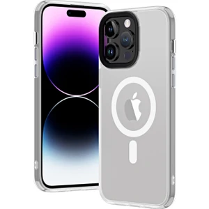PineApple TR Apple iPhone 14 Pro Max  Uyumlu Wireless Şarj Özellikli Zore Hibrit Magsafe Kapak-Renksiz