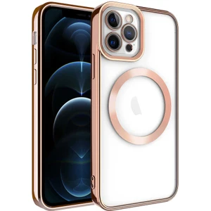 PineApple TR Apple iPhone 11 Pro Uyumlu Magsafe Wireless Şarj Özellikli Zore Setro Silikon-Rose Gold