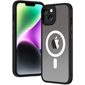PineApple TR Apple iPhone 14 Plus Uyumlu Wireless Şarj Özellikli Zore Hibrit Magsafe Kapak-Siyah