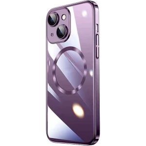 PineApple TR Apple iPhone 14 Plus Uyumlu Wireless Şarj Özellikli Sert Pc Zore Riksos Magsafe Kapak-Derin Mor