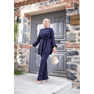 Kadın Pantolonlu V Çaprazlı Tesettür Takım