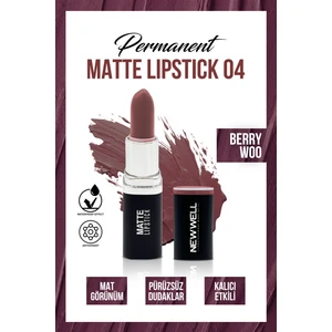 New Well Permanent Matte Lipstick 04 Berry Woo  Uzun Süre Kalıcı
