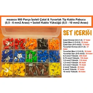 900 Parça Yuvarlak & Çatal Izoleli Pabuç ve Izoleli Kablo Yüksük (0,5-10 Mm2)