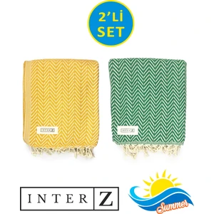 Inter Z 2'li Set Peştemal Plaj Havlusu , Pamuk , Xxl 100X180CM, Marmaris