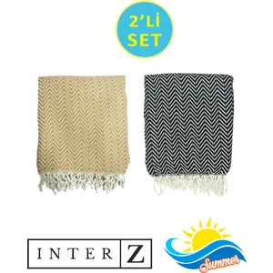 Inter Z 2'li Set Peştemal Plaj Havlusu , Pamuk , Xxl 100X180CM, Marmaris