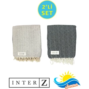 Inter Z 2'li Set Peştemal Plaj Havlusu , Pamuk , Xxl 100X180CM, Marmaris