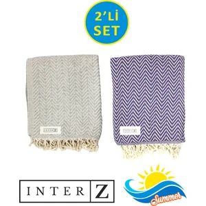 Inter Z 2'li Set Peştemal Plaj Havlusu , Pamuk , Xxl 100X180CM, Marmaris