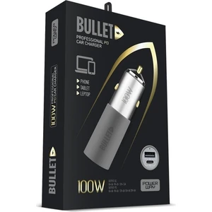 Bullet 100W Araç Çakmaklık Şarj Cihazı Type-C ve USB Çıkışlı Profesyonel Turbo Hızlı Araç Şarj