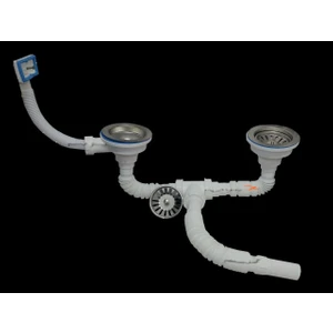 Çöpmak Körüklü Sifon Yandan Damlalıklı Çiftli Büyük Kafa Evye Sifonu Lavabo Gideri