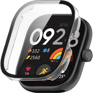 Novstrap Xiaomi Redmi Watch 4 ile Uyumlu Ekran Koruyucu Temperli Cam ve Kasa Koruyucu Kılıf Sert Pc