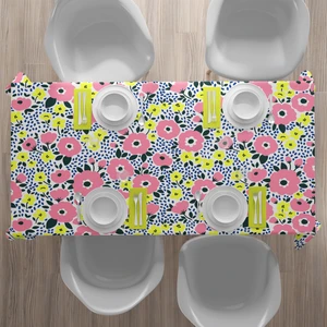 Casa Suki Sarı Pembe Çiçekli Masa Örtüsü