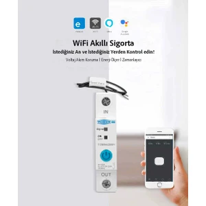 Wifi Akıllı Voltaj ve Akım Koruma Rölesi, Dahili Enerji Ölçer 63A Ewelink Uyumlu - Tek Kutup