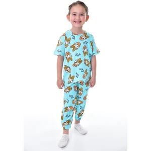 Bunny Hopp %100PAMUK Interlok Kumaş Daisy Duck Baskılı Sağlığa Duyarlı Kısa Kollu Yazlık Kız Çocuk Pijama Takımı