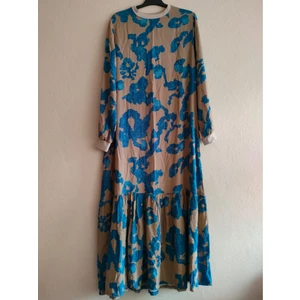 Çınar Butik Viscon Tesettür Elbise Mavi - 42
