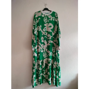 Çınar Butik Viscon Tesettür Elbise Yeşil - 42