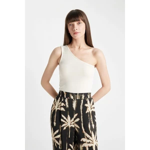Slim Fit Dar Kesim Tek Omuzlu Basic Düz Fitilli Kaşkorse Casual Atlet A7453AX24SM