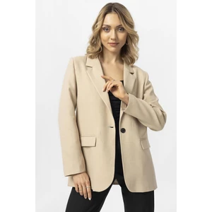 Kadın Tek Düğme Kapamalı Keten Ceket