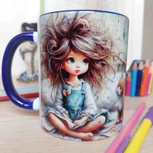 Mugs And Love Kedili Kızz Vintage Baskı Büyük Boy Kupa