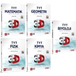 3D Yayınları TYT Matematik Soru Bankası - TYT Fizik Soru Bankası - TYT Biyoloji Soru Bankası 5'li Set