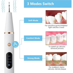 Şarjlı Ultrasonic Titreşimli Diş Taşı Tartar Diş Lekesi Temizleme 3 Modlu LED Ekranlı Işıklı Elektrosonik Temizleyici