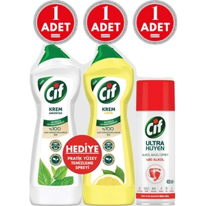 Krem Temizleyici 750 ml Amonyak + 750 ml Limon + 400 ml Dezenfektan Sprey Set