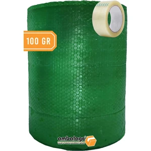 Balonlu Naylon 150CM x 15M 100 gr Yeşil Üç Katlı Kalın Balonlu Naylon Pat Pat Pıt Pıt Koli Bandı