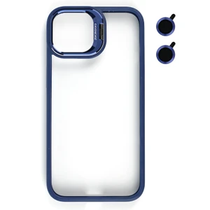 Tech&bello accessories iPhone 14 Kılıf Kamera Standlı +Lens Koruyuculu Kapak