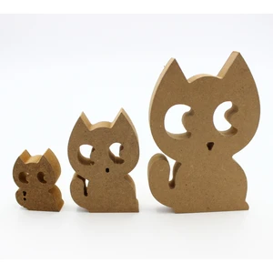 Neşeli Ahşap Ahşap Şirin Kedi Figürü 3 Lü Takım 15CM 10CM 6cm Ahşap Boyama Ürünü.boyama Etkinliği.okul Öncesi