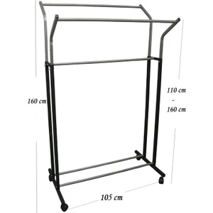 Home Bella Homebella V Ayarlı 105 cm En Metal Konfeksiyon Elbise A.askılık Tekerlekli Portatif Eşek Vitrin Raf