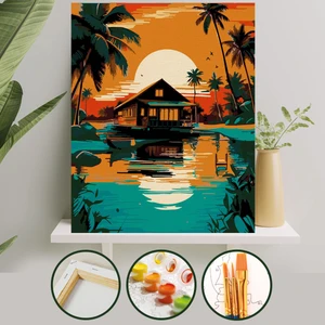 Palmiye Hobi Sanat Sayılarla Boyama Tuval Seti Fırça Boya Dahil (Çıtalı) 40X50 cm - Palmiye