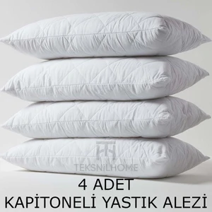 Teksnil Home | %100 Pamuk 4 Adet Kapitoneli Yastık Alezi Koruyucu | Koruyucu Yastık Kılıfı | 50 x 70 |