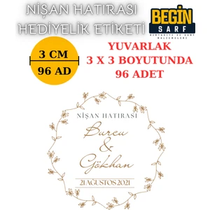 Begin Sarf 3 cm 4 cm 5 cm 6 cm Nişan Hatırası Etiketi Kendinden Yapışkanlı Kişiye Özel Yuvarlak Etiket