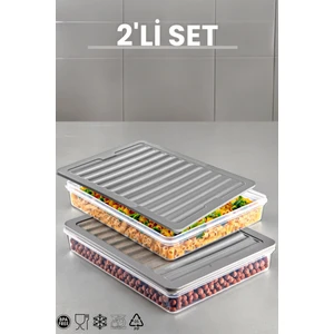 Ny Home 2'li Set Freshbox Mikrodalga ve Difrize Uygun Saklama Kabı Gri