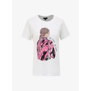 Kırık Beyaz Kadın Bisiklet Yaka Basic T-Shirt F4SL-TST0668