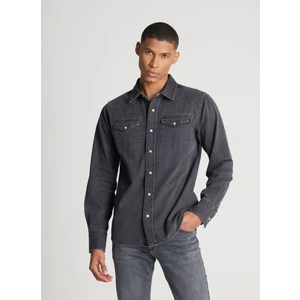 Regular Fit Antrasit Erkek Denim Gömlek L241513003 Uzun Kollu Jean Gömlek