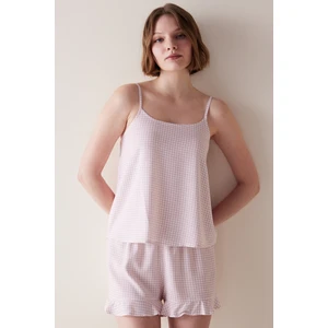 Chole Rosy Kareli Gül Kurusu Şortlu Pijama Takımı