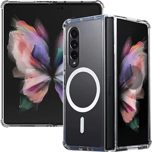 Samsung Galaxy Z Fold 4 Kılıf Magsafe Wireless Kablosuz Şarj Uyumlu Manyetik Şeffaf Kapak