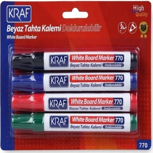 KRAF Beyaz Doldurulabilir Tahta Kalemi 4'lü Set