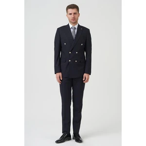 White Stone Los Angeles T2433 Kruvaze Slim Fit 6 Drop Takım Elbise Lacivert