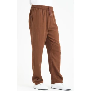 Hafif ve Rahat Müslin Baggy Erkek Pantolon - Kahve