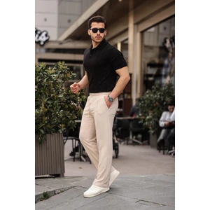 Rahat Kalıp Beli Lastikli Baggy  Pantolon - Bej