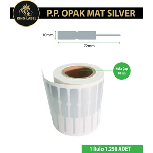 King Label Mat Silver Kuyumcu Etiketi  72X10 Pp Opak 1 Rulo 1250 Sarım