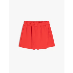Basic Mini Şort Etek Kruvaze Beli Lastikli Pamuklu