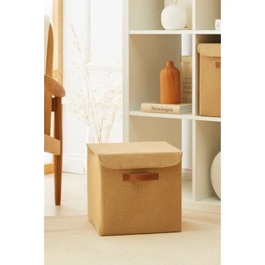Ocean Home Textile Jüt Kapaklı Dolap İçi Çamaşır Oyuncak Düzenleyici Katlanır Saklama Kutusu 30x30x30 cm
